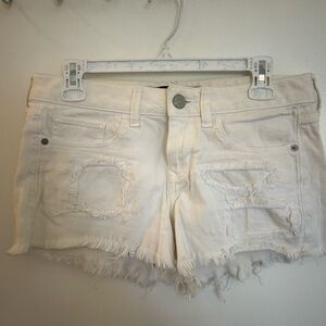 Express White Distressed Denim Shorts